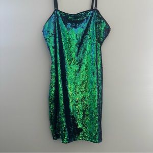 Forever 21 | Green & Blue Sequin Dress w/ Removable Straps | Size L | New w/ Tag